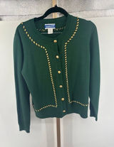 Pendleton Vintage Cardigan Sweater Green Gold Whipstitch Crest Buttons Size S Photo 0