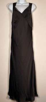 American Eagle Maxi Slip Dress Brown Lace Trim V-Neck Coquette Y2K 90s Size M Photo 0