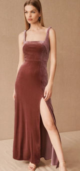 NWT Jenny Yoo Collection Mara Velvet‎ Maxi Gown Women's 6 Orange Formal Photo 0