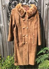 Vintage Suede Double Breasted Coat with Fur Collar M/L Photo 0