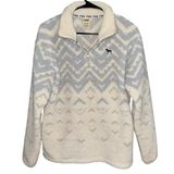Victoria Secret Sherpa White Blue Jacket pink pull over 1/4 Zip Size XS Photo 0