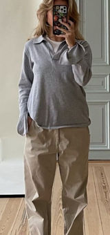 Djerf Avenue Getaway Top Sz Small Grey Polo‎ Style Photo 0