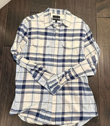Banana Republic White and Blue Plaid Button-Down Shirt Photo 0