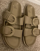 Time & Tru Double Buckle EVA Slide Sandals Taupe Women's Size 7 Photo 0