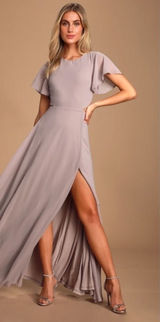 LULUS Elegant Wedding Bridesmaid Romantic Flowy Chic Flutter Sleeve Maxi Dress Photo 0