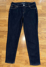 Maurices Jeans Women's Size 12 Regular Dark Wash Skinny Taper Leg Embroidered Photo 0