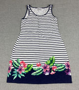 Tommy Bahama Dress Womens XS White Striped Scoop Neck Tank Sundress Floral Photo 0