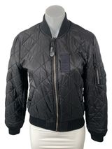 Alpha Industries MA-1 Diamond Black Quilted Long Sleeve Bomber Coat Jacket Sz S Photo 0