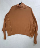 Free People We The Free Women M Terracotta Brown Ribbed Oversized Turtleneck Top Photo 0