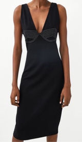 Zara black & white contrast stitch bodycon midi dress Photo 0