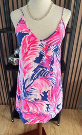 lily pulitzer sleeveless dress pink and blue size xxs silk summer dress Photo 0