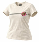 PacSun Santa Cruz T-Shirt Womens‎ Medium White Classic Dot Graphic Logo Skate Crewneck Photo 0