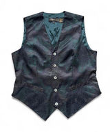 Classiques Entier Silk Teal and Black Paisley Vest Unisex Layering Size Small Photo 0