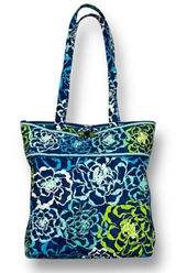Vera‎ Bradley Katalina Blues Quilted Floral Tote Bag Travel Shoulder Purse Boho Photo 0