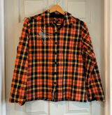 Krazy Kat Women's M Halloween Fall Spider Orange Black Plaid 100% Cotton Shirt Photo 0