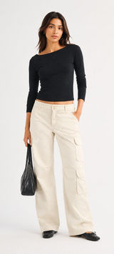 Abercrombie & Fitch Cream Cargo Pants Minimalist Street size 33 Waist 16s Photo 0