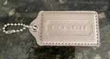 Coach Taupe Leather Bag Charm with Silver Chain 2 3/4" Photo 0