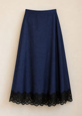 Brand New A New Day Navy Satin Lace Hem Slip Skirt Size Small Photo 0