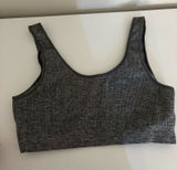 Gray ribbed cropped tank/sports bra with a comfortable, stretchy fit. G Photo 0