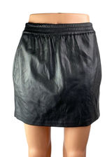 Aritzia Babaton Black Faux Vegan Leather Elastic Waist Mini Pencil Skirt Size XS Photo 0