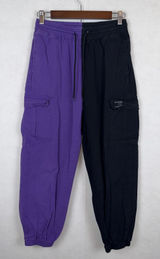 Sangtree Cargo Pants Women Small Purple Black Two Tone Split Streetwear Joggers Photo 0