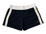 Nike Women’s Navy Athletic Running Shorts – White Stripe – Drawstring Waist Photo 0