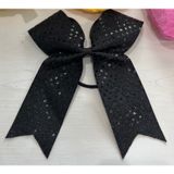Sparkling Black Sequin Cheerleader‎ Bow Hair Tie Ponytail Holder Accessory Photo 0