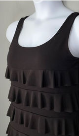 Dark Black Maxi Dress Size S M Sleeveless Tiered Ruffle Whimsigoth Romantic Fair Photo 0