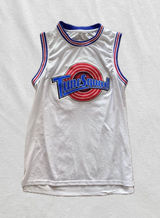 Looney Tunes space jam Tune Squad White Basketball Jersey with Red & Blue Logo Photo 0