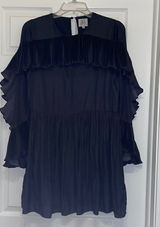 Anthropologie dRA Los Angeles Black Pleated Ruffle Mini Dress Photo 0