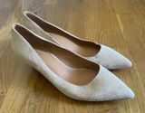 J.McLaughlin Kitten Heel Pump Women 8 Beige Suede Point Toe Leather Quiet Luxury Photo 0