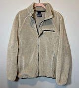 Lands End Vintage Sherpa Fleece Jacket Medium‎ Beige Full Zip Photo 0