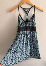 Free People Y2K Floral Boho Babydoll Cotton Racerback Tank Top Size S Photo 0