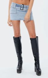 Edikted Bridget Low-Rise Denim Skirt Photo 0