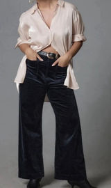 Anthropologie Maeve Pants Womens 29P Colette Corduroy Full Length Wide Leg Black Photo 0