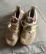Adidas Ultra Boost 2020 sneakers in cream and pink with purple and red geometric pattern on the heel #ultraboost #running Photo 0