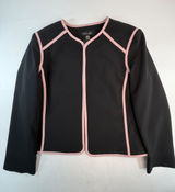 Black Label by Evan-Picone Black Pink Contrast Trim Open Blazer Jacket Size 16 Photo 0