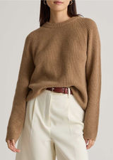 Quince Mongolian Cashmere Fisherman Crewneck Sweater Size XL Women’s Tan Brown Photo 0
