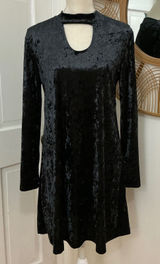 Black Velvet Choker Collar Dress M Keyhole Grunge Y2K Gothic Festival Witchy Photo 0