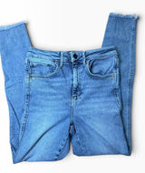 Free People We The Free Twenty Eight High Rise Skinny Jeans Raw Hem Blue Size 28 Photo 0