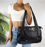 VTG Y2K Black Horsebit Hardware Shoulder Bag Genuine Leather Photo 0