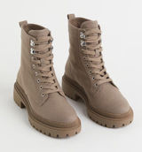 H&M Canvas Lug Sole Lace Up Combat Boots Taupe Tan Color Women’s Size 6 Photo 0