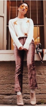 NWT Free People Velvet Crop Pants Taupe Size 26 Photo 0