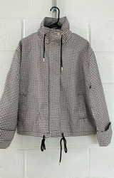 Amazon Women Gingham Zipper Bomber Jacket Stand Collar Long Sleeve Jacket Cropped Outwear with Pockets Photo 0