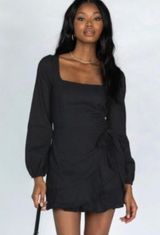 Princess Polly The Villa Black Mini Wrap Dress 0 Photo 0