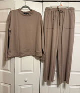 Relaxed Taupe Straight-Leg Sweatpants - Women's Lounge Set Photo 0