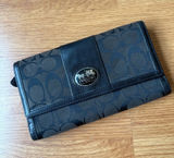 Coach Brown and Black Signature Continental Wallet Photo 0