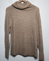 Quince Women Merino Wool Alpaca Sweater Large Tan‎ Ribbed Cowl Neck Raglan L Photo 0