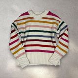 GAP Rainbow Knit Crewneck Sweater Women's L Multi Relaxed Cozy Grannycore Autumn Photo 0