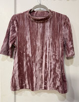 PILCRO ANTHROPOLOGIE Pink Crushed Velvet Mock Neck Top Shirt Blouse Size Med EUC Photo 0